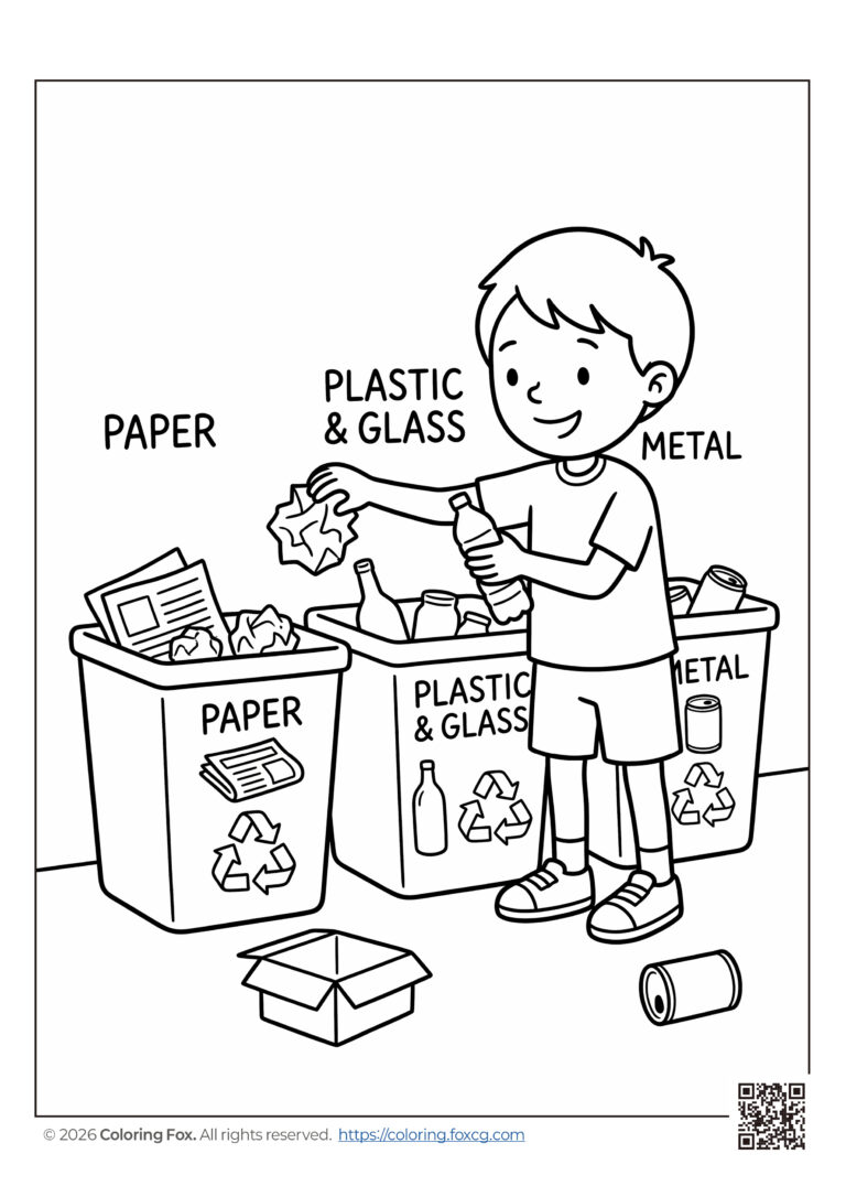 Free Recycling Coloring Page: Teach Kids to Sort Trash! - Coloring Fox ...