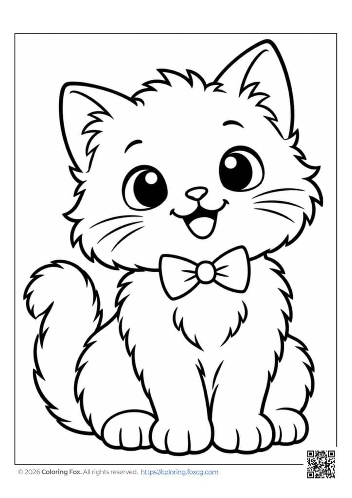 かわいい猫の塗り絵ページ:お子様と一緒に喜びと創造力を育てましょう!